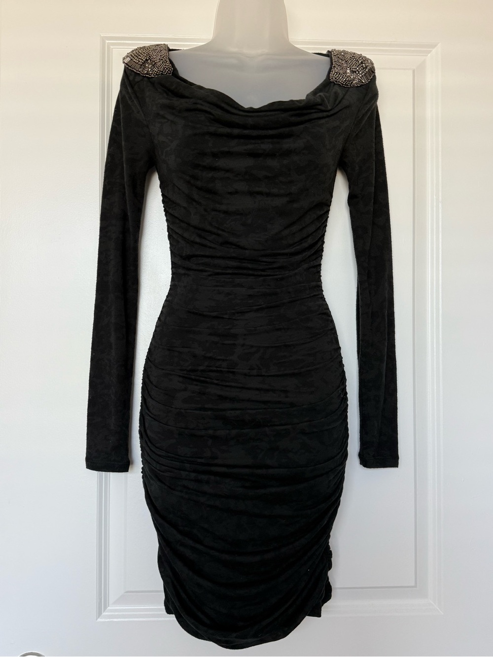 INC International Concepts Floral Ruched Whimsigoth Dress Beaded Shoulders XS